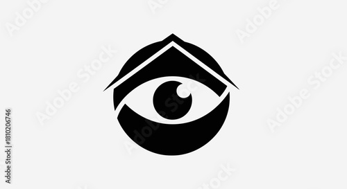 Abstract eye icon with house roof symbol for real estate concept