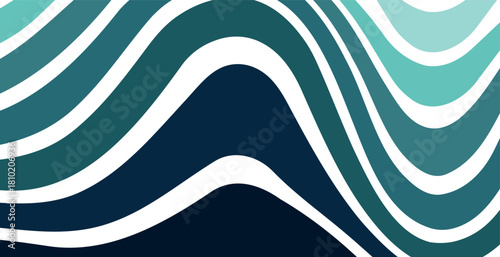 Abstract wavy lines pattern in teal and deep blue gradient colors
