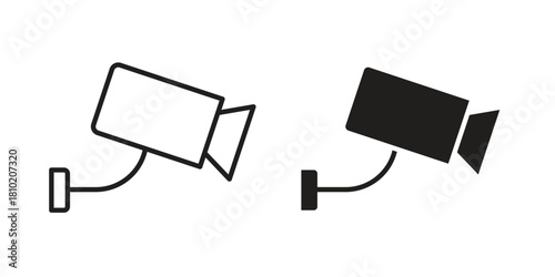 Security camera icon illustration, thin line vector, web design sign,