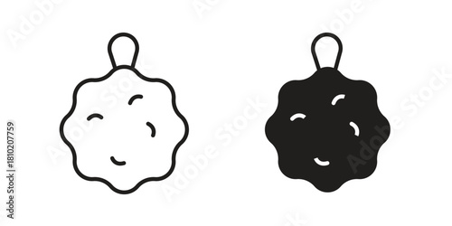Shower sponge ball icon illustration, thin line vector, web design sign,
