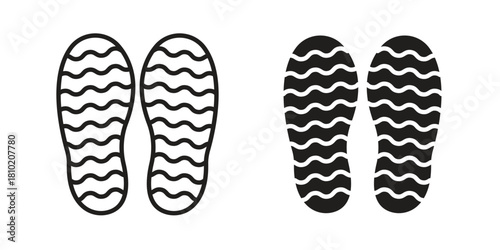 Shoe print icon illustration, thin line vector, web design sign,