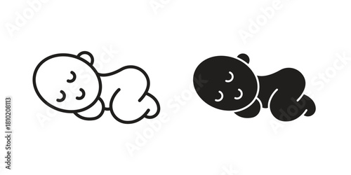 Sleeping baby icon illustration, thin line vector, web design sign,