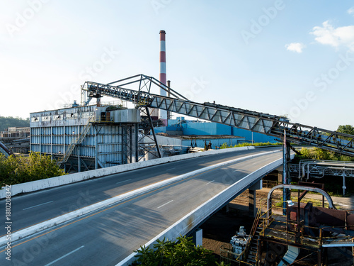 Disused Raw Material Conveyor over US 23 - Closed & Abandoned Paper Mill at Late Evening / Sunset - Chillicothe, Ohio
