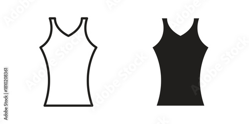 Sleeveless shirt icon illustration, thin line vector, web design sign,