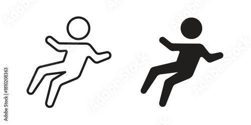 Slippery floor icon illustration, thin line vector, web design sign,