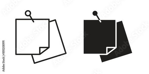 Sticky note icon illustration, thin line vector, web design sign,