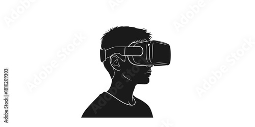 Extended Reality VR Headset Student Flat Vector Graphic
