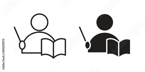 Teaching icon illustration, thin line vector, web design sign,