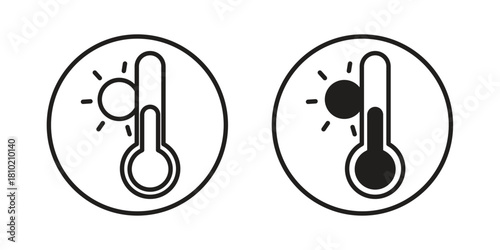 Temperature warning sign icon illustration, thin line vector, web design sign,