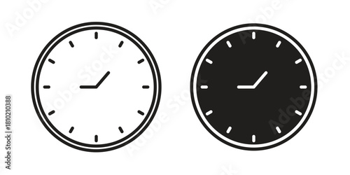 Time icon illustration, thin line vector, web design sign,