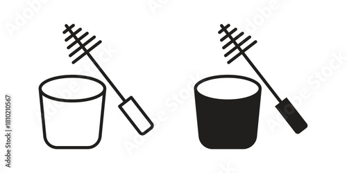 Toilet brush icon illustration, thin line vector, web design sign,