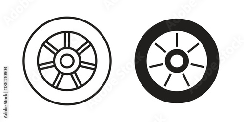 Tyre icon illustration, thin line vector, web design sign,