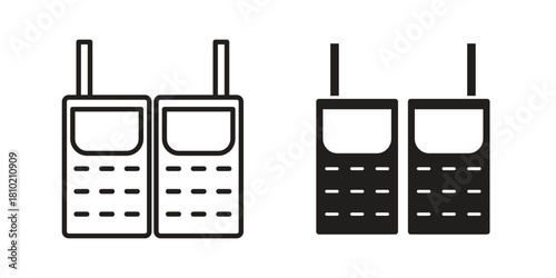 Two way radio icon illustration, thin line vector, web design sign,