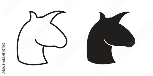 Unicorn icon illustration, thin line vector, web design sign,