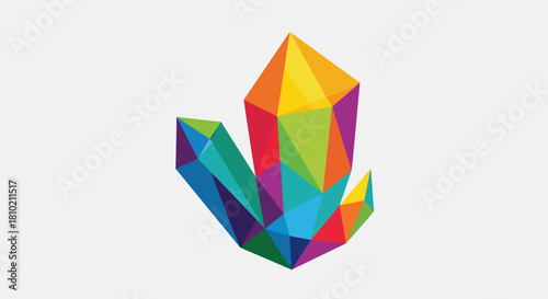 Abstract geometric crystal illustration isolated on white background
