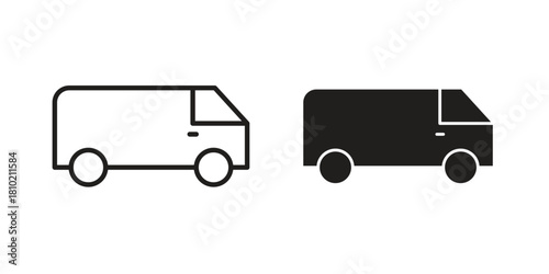 Van icon illustration, thin line vector, web design sign,