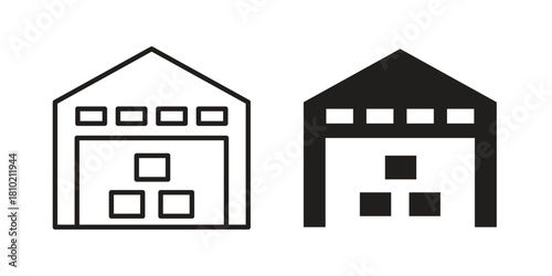 Warehouse icon illustration, thin line vector, web design sign,