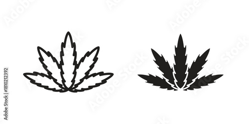 Weed icon illustration, thin line vector, web design sign,