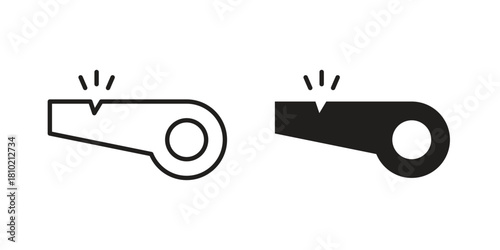 Whistle icon illustration, thin line vector, web design sign,