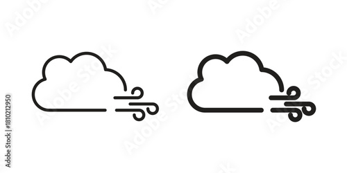 Wind clouds icon illustration, thin line vector, web design sign,