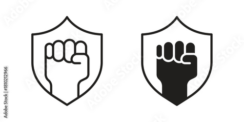 Will power icon illustration, thin line vector, web design sign,