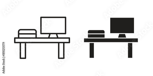 Workspace icon illustration, thin line vector, web design sign,