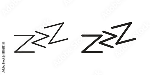 Zzz icon illustration, thin line vector, web design sign,