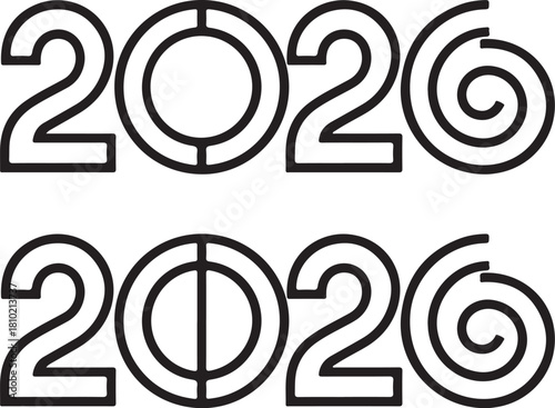 Two stylized number 2020 designs isolated on transparent background