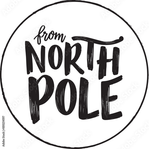 inky grunge round stamp seal with text "from North Pole" 