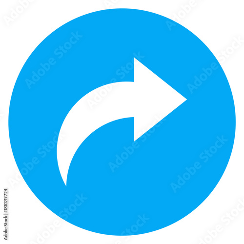 Free Download Blue share arrow icon. Curved forward arrow symbol in flat style on transparent background. Send icon. - GFXLoad