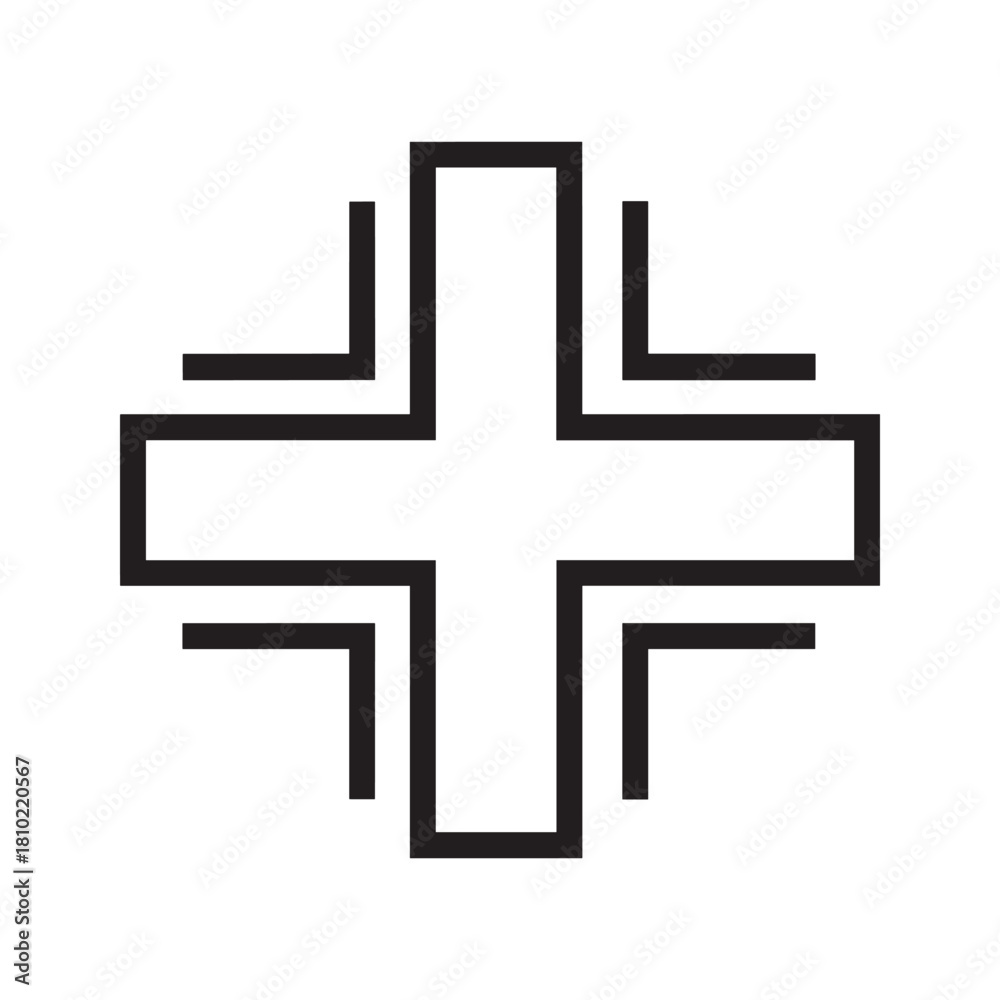 Fototapeta premium Abstract geometric cross shape with sharp angles and clean lines