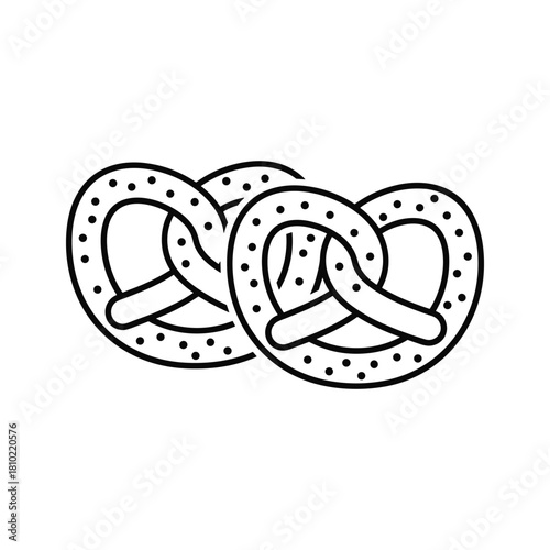 Hand drawn illustration of three delicious pretzels with salt sprinkles