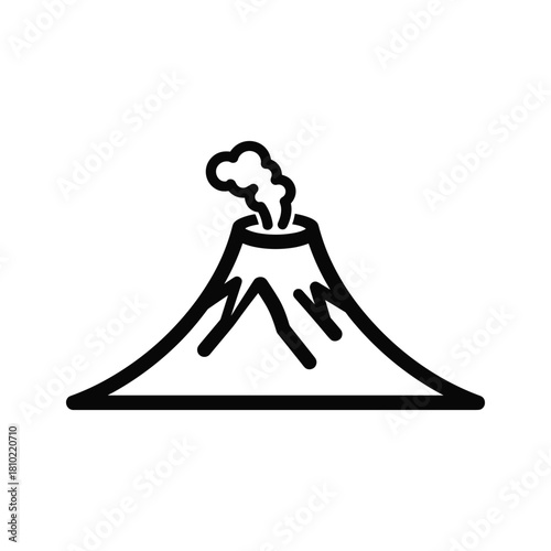 Simple outline drawing of an active volcano emitting smoke