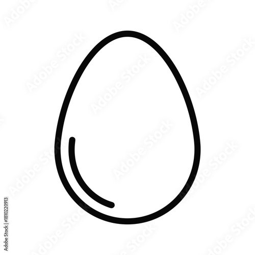 Simple outline drawing of an egg on a white background