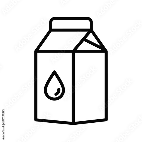 Simple outline icon of a milk carton with a water drop symbol