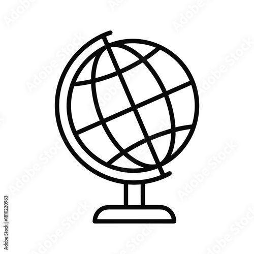 Simple outline icon of a globe on a stand