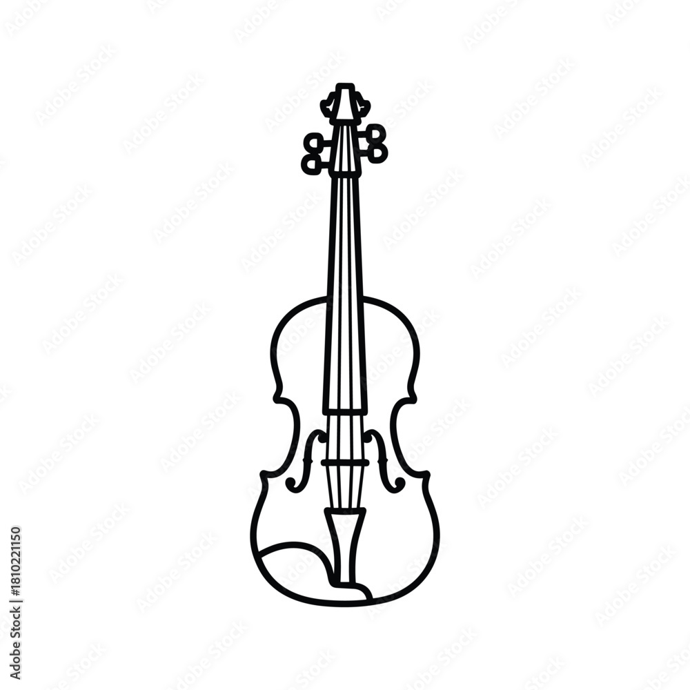 Fototapeta premium Simple outline drawing of a violin on a white background
