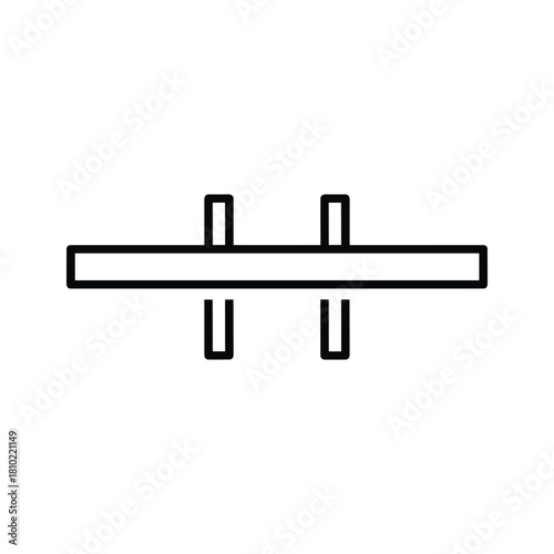 Simple line drawing of a horizontal bar with two vertical lines on each side