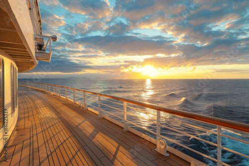 Sunset view from a cruise ship deck over the ocean