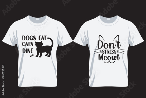 Cat SVG T Shirt Design Template , Cat silhouette T Shirt, sublimation printing file,  Cat lover t shirt, 25