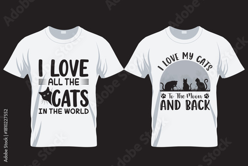 Cat SVG T Shirt Design Template , Cat silhouette T Shirt, sublimation printing file,  Cat lover t shirt, 14