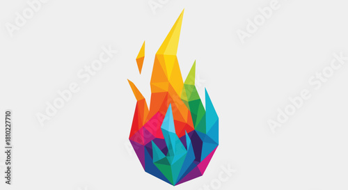Abstract geometric flame illustration against white background for design