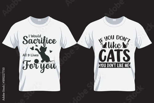 Cat SVG T Shirt Design Template , Cat silhouette T Shirt, sublimation printing file,  Cat lover t shirt, 10