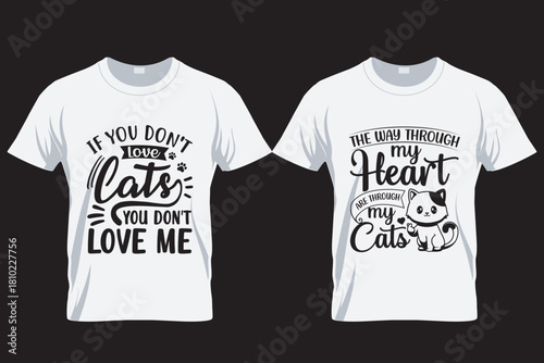 Cat SVG T Shirt Design Template , Cat silhouette T Shirt, sublimation printing file,  Cat lover t shirt, 9