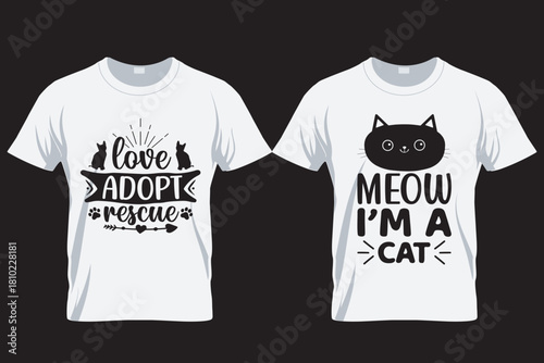 Cat SVG T Shirt Design Template , Cat silhouette T Shirt, sublimation printing file,  Cat lover t shirt, 3