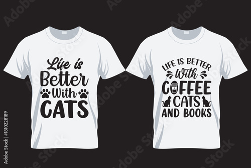 Cat SVG T Shirt Design Template , Cat silhouette T Shirt, sublimation printing file,  Cat lover t shirt 2