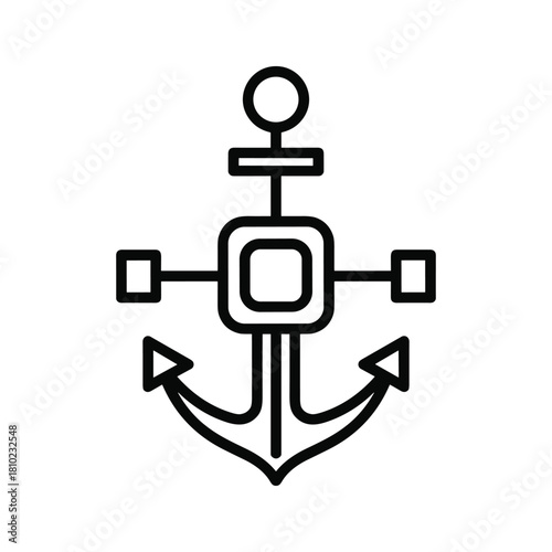 Modern geometric line art anchor icon representing stability and connection in a digital network