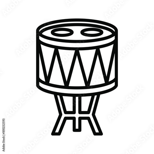 Simple line art icon of a snare drum on a stand