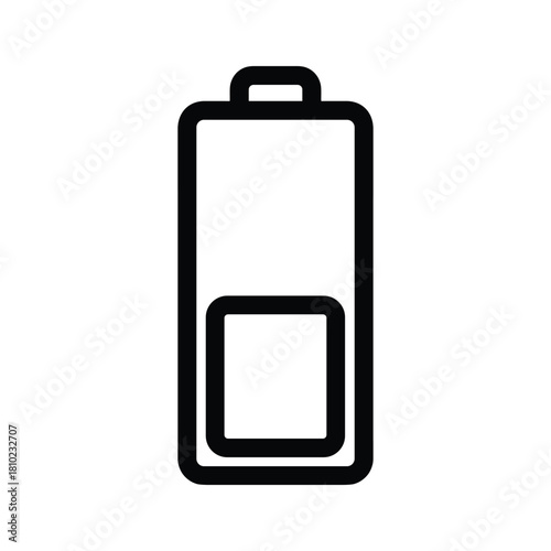 Simple outline icon of a battery with low charge level