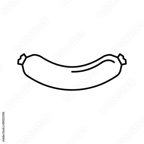 Simple line art illustration of a single sausage link on a white background